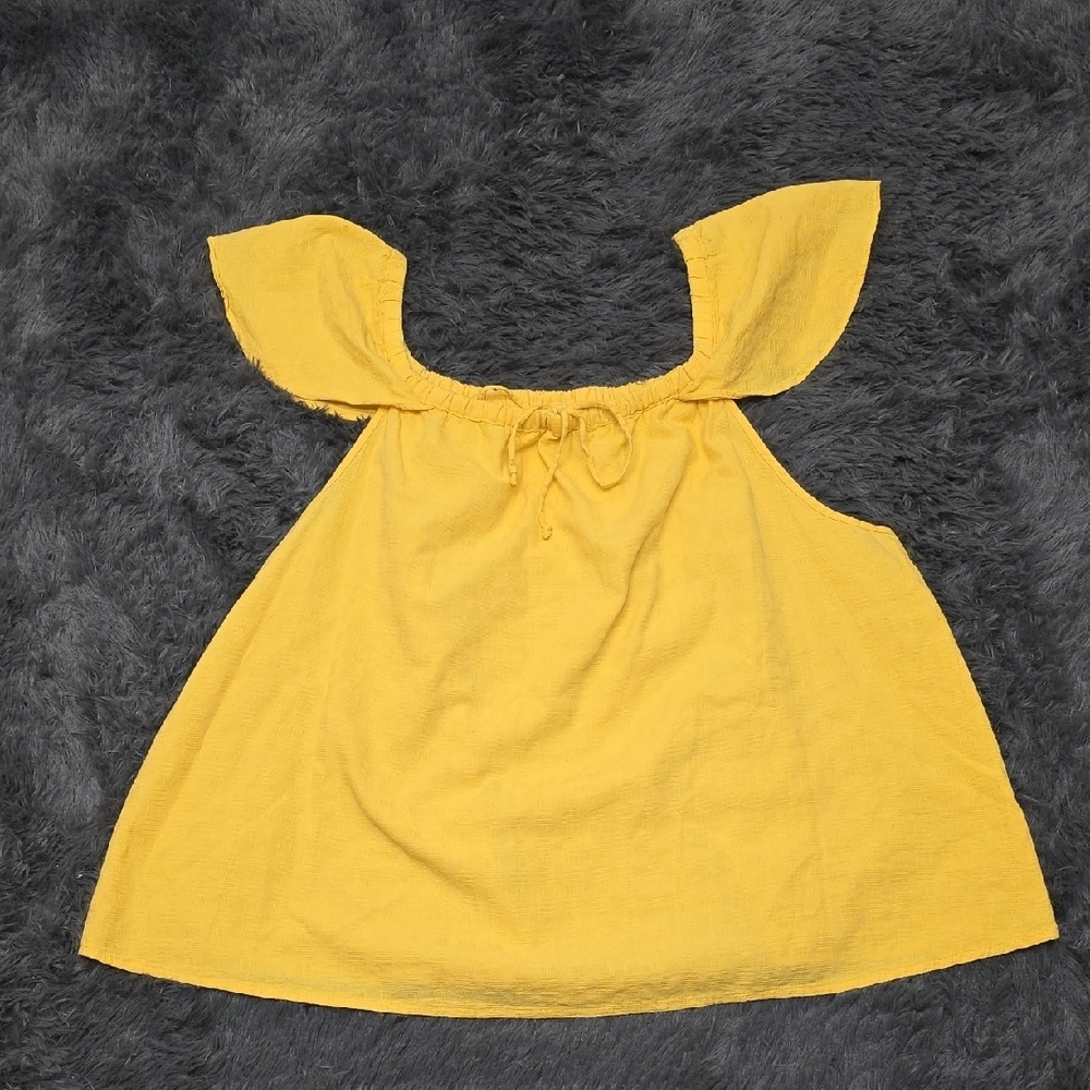 J. Crew Yellow Flutter Sleeve Blouse. Size XL. EUC